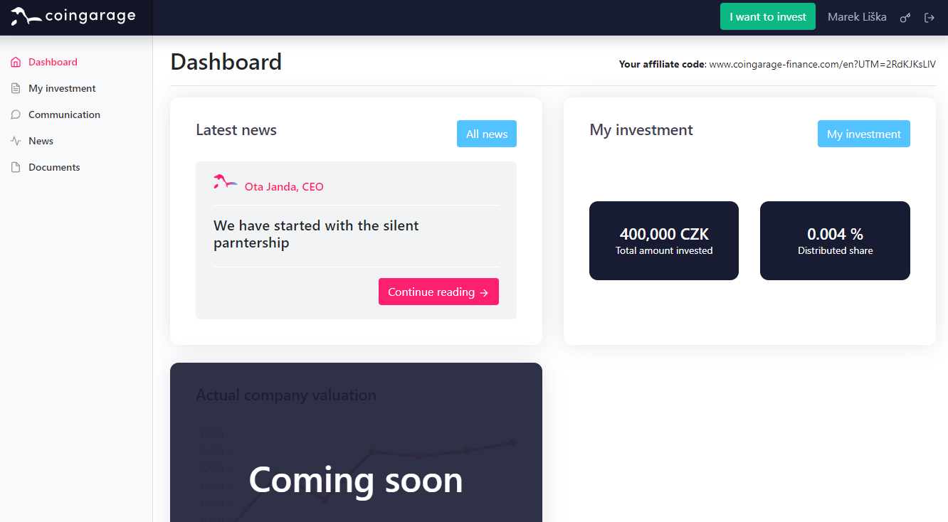 Investor platform dashboard